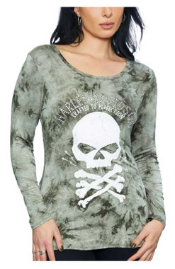 Harley-Davidson Women's Road Ahead V-Neck Long Sleeve Shirt - Tie Dye Green - Wisconsin Harley-Davidson