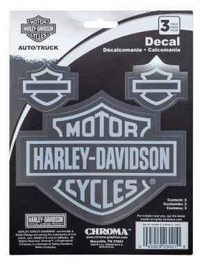 Harley-Davidson Bar & Shield Logo Chrome Effect Decals - Silver - 6 x 8 in. - Wisconsin Harley-Davidson