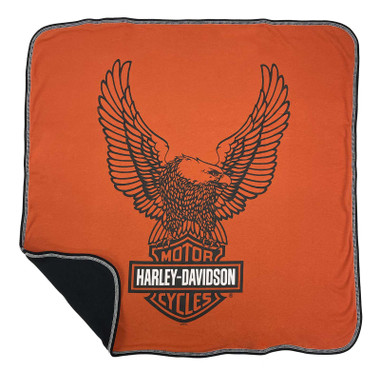 Harley-Davidson Baby Boys' Winged Eagle Receiving Blanket, Vintage Orange/Black - Wisconsin Harley-Davidson