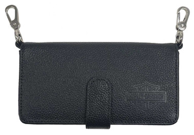 Harley-Davidson Women's Vixen Bar & Shield Leather Phone Crossbody Purse - Black - Wisconsin Harley-Davidson