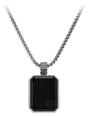 Harley-Davidson Men's Dogtag Onyx Pendant Chain Necklace - Stainless Steel - Wisconsin Harley-Davidson
