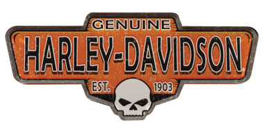 Harley-Davidson Distressed Tin Memories H-D Acrylic Magnet - 4 inch - Orange - Wisconsin Harley-Davidson