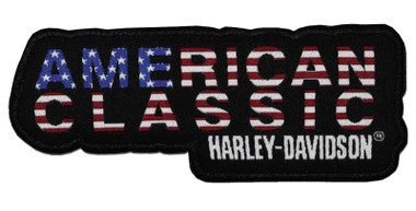 Harley-Davidson 4 in. Embroidered American Classic Emblem Sew-On Patch - Black - Wisconsin Harley-Davidson
