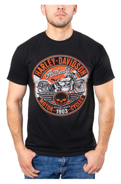 Harley-Davidson Men's Rite Crew-Neck Short Sleeve Cotton T-Shirt - Black - Wisconsin Harley-Davidson