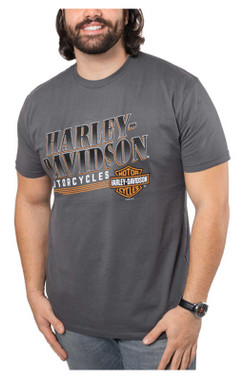 Harley-Davidson Men's Fastway Short Sleeve Crew-Neck Cotton T-Shirt - Gray - Wisconsin Harley-Davidson
