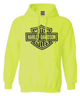 Harley-Davidson Men's Bar & Shield Logo Pullover Fleece Hoodie - Safety Green - Wisconsin Harley-Davidson