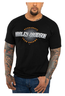 Harley-Davidson Men's Accelerate Short Sleeve Crew-Neck Cotton T-Shirt - Black - Wisconsin Harley-Davidson