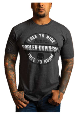 Harley-Davidson Men's Roaming Short Sleeve Crew-Neck T-Shirt - Charcoal - Wisconsin Harley-Davidson