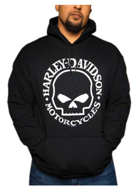 Harley-Davidson Men's Willie G Skull Logo Pullover Fleece Hoodie - Black - Wisconsin Harley-Davidson