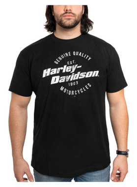 Harley-Davidson Men's Simple Distressed Crew-Neck Short Sleeve Shirt, Black - Wisconsin Harley-Davidson