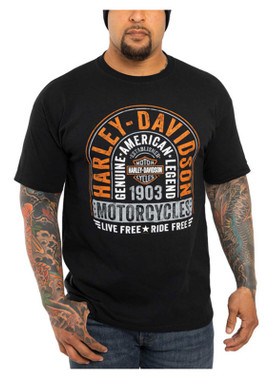 Harley-Davidson Men's Fast Lane Crew-Neck Short Sleeve Cotton T-Shirt - Black - Wisconsin Harley-Davidson