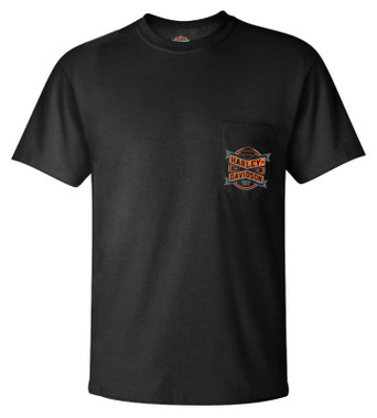 Harley-Davidson Men's Banners Chest Pocket Short Sleeve Crew-Neck T-Shirt - Wisconsin Harley-Davidson