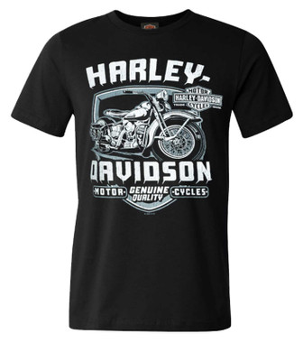 Harley-Davidson Men's High Profile Crew-Neck Short Sleeve Cotton T-Shirt - Black - Wisconsin Harley-Davidson