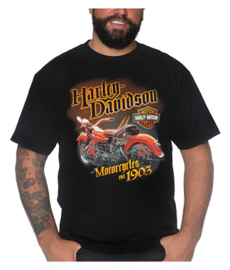 Harley-Davidson Men's Running Hot Short Sleeve Cotton Crew-Neck T-Shirt - Black - Wisconsin Harley-Davidson