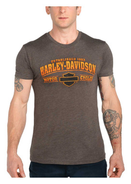 Harley-Davidson Men's Dusty Tones Short Sleeve Crew-Neck T-Shirt - Brown - Wisconsin Harley-Davidson