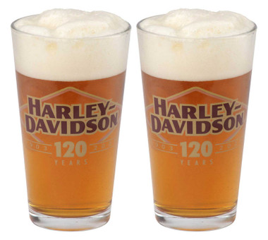 Harley-Davidson 120th Anniversary Logo Pint Glass Set, Limited Edition - 16 oz. - Wisconsin Harley-Davidson