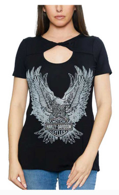 Harley-Davidson Women's Embellished Verts Eagle Crew-Neck Short Sleeve Tee - Wisconsin Harley-Davidson