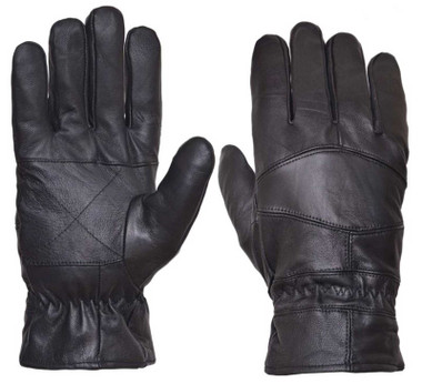 UNIK Men's Full-Finger Elastic Cowhide Leather Motorcycle Gloves - Black - Wisconsin Harley-Davidson