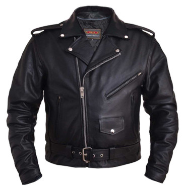 UNIK Men's Premium Buffalo Leather Motorcycle Jacket w/ Reflective