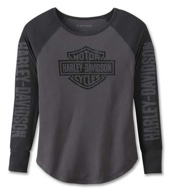 Harley-Davidson Women's Bar & Shield Long Sleeve Knit Top - Black 97454-23VW - Wisconsin Harley-Davidson