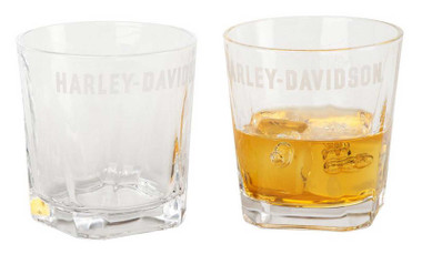 Harley-Davidson Etched H-D Logo Rocks Glass Set, Set of Two 8 oz. Glasses - Wisconsin Harley-Davidson