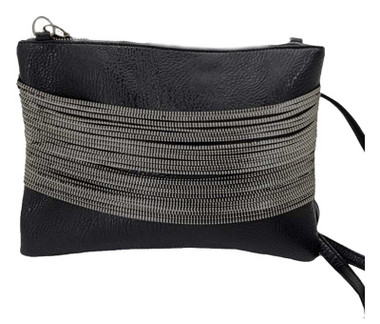 That's A Wrap Women's Unique Zipper Chain Accent Crossbody Hip Bag - Black - Wisconsin Harley-Davidson