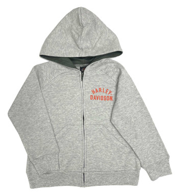 Harley-Davidson Little Boys' Bar & Shield Knit Zip-Up Toddler Hoodie - Gray - Wisconsin Harley-Davidson
