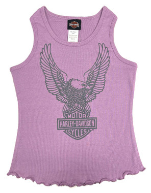 Harley-Davidson Little Girls' Eagle Rib Sleeveless Toddler Tank Top - Lavender - Wisconsin Harley-Davidson