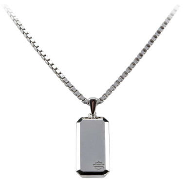 Harley-Davidson Men's Modern Edge Rectangle Pendant Necklace - Sterling Silver - Wisconsin Harley-Davidson