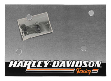 Harley-Davidson Racing Steel Magnetic Message Board, Silver - 20 x 14 inches - Wisconsin Harley-Davidson