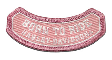 Harley-Davidson 3 in. Embroidered Born To Ride Kids Emblem Sew-On Patch - Pink - Wisconsin Harley-Davidson