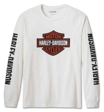Harley-Davidson Men's Bar & Shield Long Sleeve Shirt - White 99083-24VM - Wisconsin Harley-Davidson