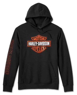 Harley-Davidson Men's Bar & Shield Pullover Fleece Hoodie - Black 99062-24VM - Wisconsin Harley-Davidson