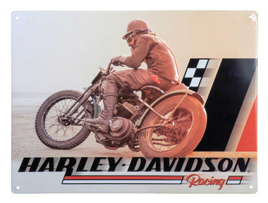 Harley-Davidson Embossed Tin Sign, Beach Racer Graphic, 15.75 x 12 inches - Wisconsin Harley-Davidson