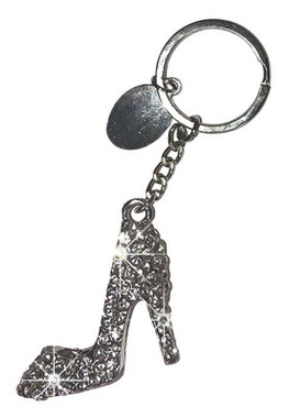 That's A Wrap Dazzling Rhinestone Shoe Key Chain - 1.5 inch - Shiny Silver - Wisconsin Harley-Davidson