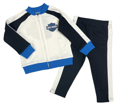 Harley-Davidson Little Girls' 2 Piece Toddler Knit Colorblocked Track Suit - Wisconsin Harley-Davidson