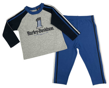 Harley-Davidson Little Boys' 2-Piece Toddler Knit Colorblocked Shirt & Pant Set - Wisconsin Harley-Davidson