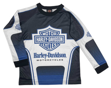 Harley-Davidson Big Boys' B&S Logo Racer Performance Mesh Long Sleeve Top - Wisconsin Harley-Davidson