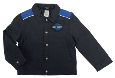 Harley-Davidson Boys' Bar & Shield Logo Nylon Quilted Lined Coat - Black - Wisconsin Harley-Davidson