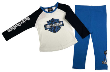 Harley-Davidson Little Girls' Rib Knit Toddler Long Sleeve Tee & Pant Set - Wisconsin Harley-Davidson