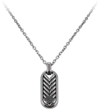 Harley-Davidson Men's Rope Texture B&S Oval Chain Necklace - Stainless Steel - Wisconsin Harley-Davidson