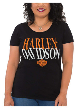 Harley-Davidson Women's Fund Scoop Neck Short Sleeve Cotton Tee - Black - Wisconsin Harley-Davidson