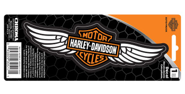 Harley-Davidson Winged Bar & Shield Logo Decal - Orange/White - 3 x 8 in. - Wisconsin Harley-Davidson