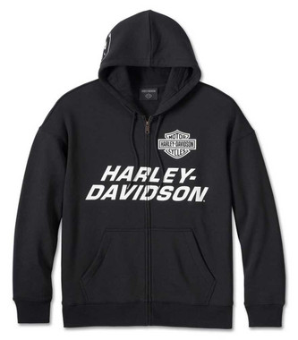 Harley-Davidson Men's Screamin' Eagle Logo Zip-Up Hoodie - Black 96011-24VM - Wisconsin Harley-Davidson