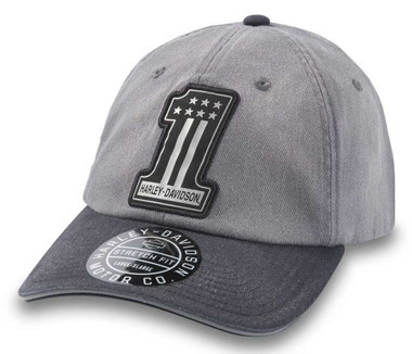 Harley-Davidson Men's Reflective #1 Fitted Baseball Cap - Black/Gray 97618-24VM - Wisconsin Harley-Davidson