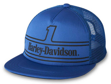 Harley-Davidson Men's #1 Racing Trucker Baseball Cap - True Blue 97604-24VM - Wisconsin Harley-Davidson