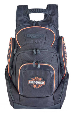 Harley-Davidson Bar & Shield Legend Rugged Polyester Backpack - Black/Orange - Wisconsin Harley-Davidson