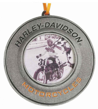 Harley-Davidson Mini Picture Frame Metal Hanging Holiday Christmas Tree Ornament - Wisconsin Harley-Davidson