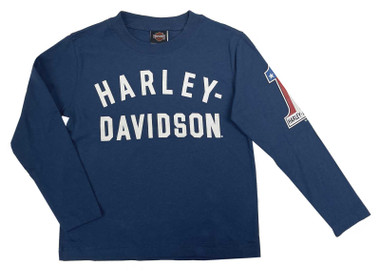 Harley-Davidson Big Boys' #1 Logo Super Soft Long Sleeve Tee - Navy Blue - Wisconsin Harley-Davidson