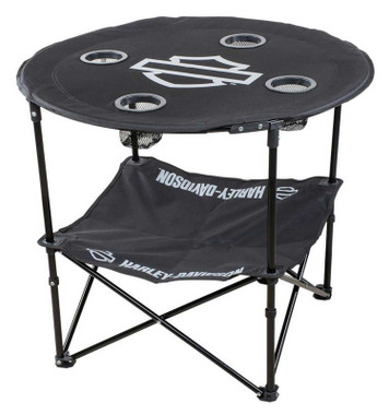 Harley-Davidson Open Bar & Shield Folding Table w/ Storage Bag - Black - Wisconsin Harley-Davidson